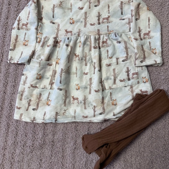 Milktology Other - Kids Forest Print Dress with Tights
